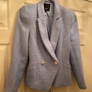 River Island boucle blazer in pale blue